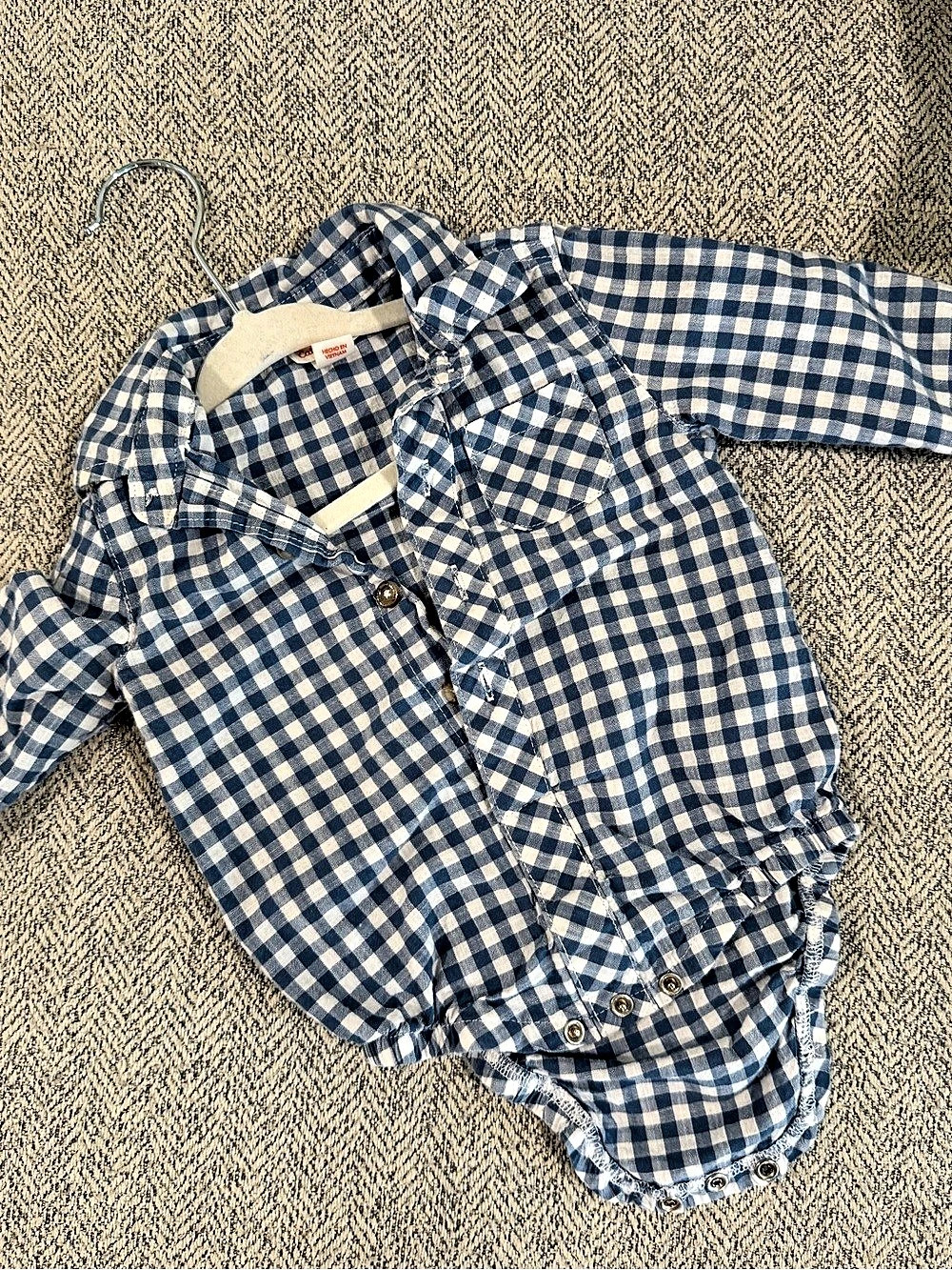 Cat & Jack Baby Gingham Plaid Bodysuit Set Size 3-6M and 6-9M